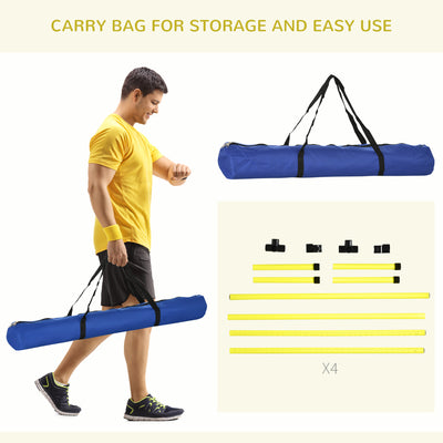 PawHut 4 Pieces Dog Agility Training Equipment, Adjustable Height Jumps Hurdle with Carrying Bag for Outdoor, Yellow 