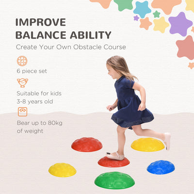 ZONEKIZ Six-Piece Kids Stepping Stones, with Non-Slip Mats, Balance River Stones 