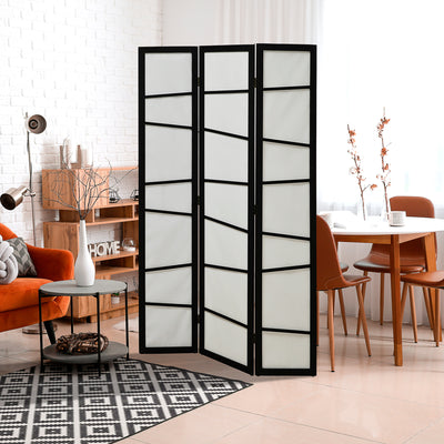 HOMCOM 3 Panel Room Divider, Wooden Folding Privacy Screen, Freestanding Wall Partition Separator for Bedroom, White 