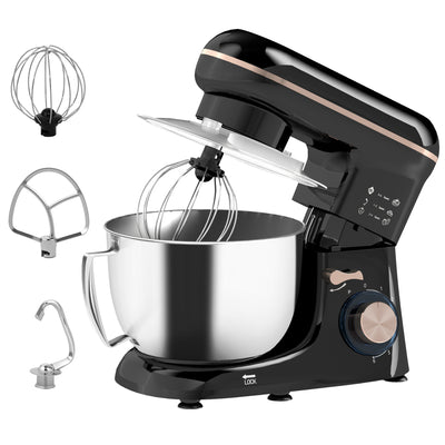 HOMCOM 1300W Kitchen Stand Mixer, with Accessories - Black 