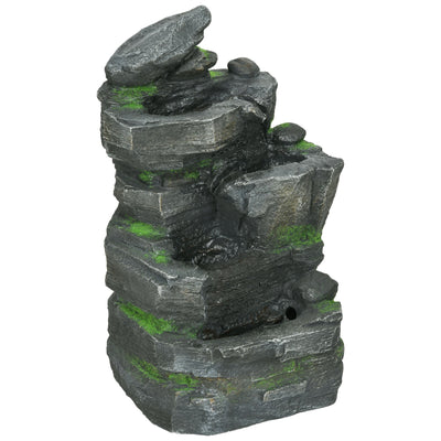 Outsunny Garden Water Feature with LED Lights - Dark Grey 