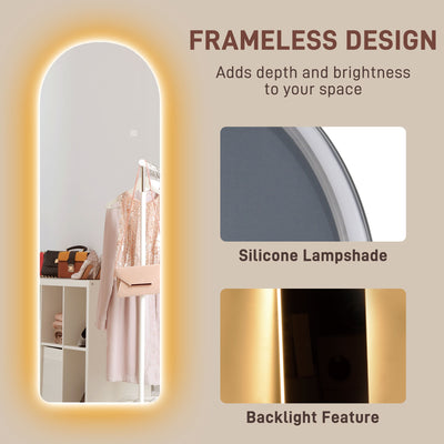 HOMCOM 120 x 40cm Arch Mirror, with LED Lights 