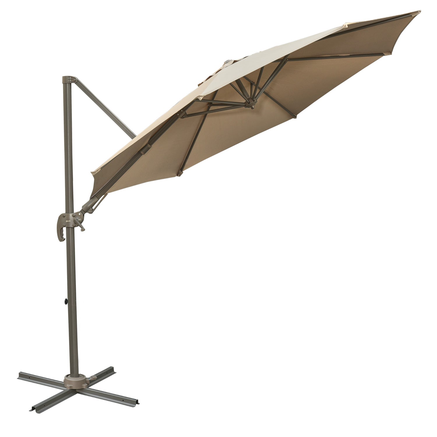 Outsunny 3m Beach Hanging Umbrella Parasol - Khaki 