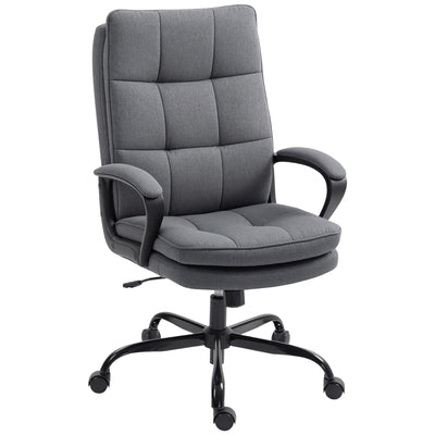 HOMCOM Double Padded Linen-Look Office Chair - Charcoal Grey 
