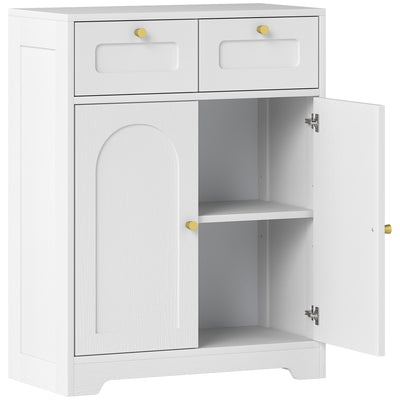 HOMCOM Bathroom Floor Cabinet with 2 Drawers - White 