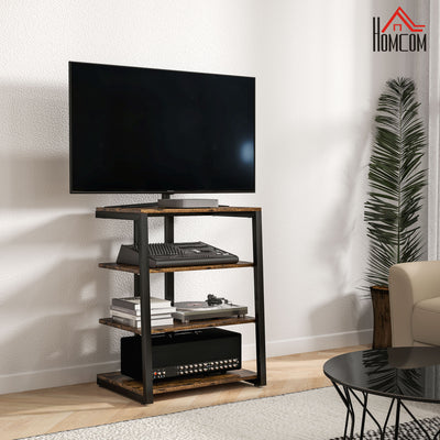 HOMCOM HiFi Stand, with Four Storage Shelves - Rustic Brown 