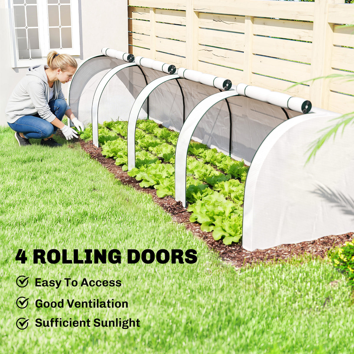 Outsunny 395 x 100 cm Low Tunnel Greenhouse - White