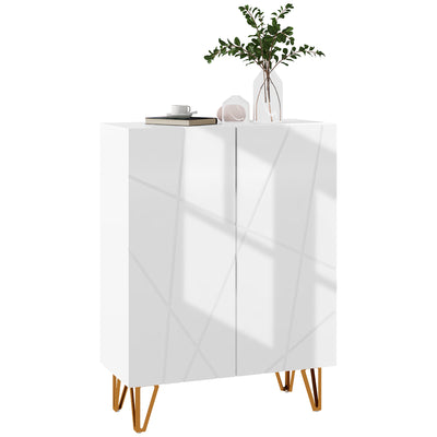 HOMCOM Narrow Shoe Storage Cabinet with Soft-Close Hinges and Adjustable Shelves for 15-20 Pairs of Shoes, White 