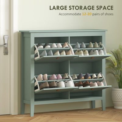 HOMCOM Modern Four-Drawer Shoe Cabinet - Green 