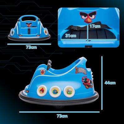 AIYAPLAY Angry Bird Licensed Waltzer Car, 12V Kids Bumper Car w/ Joysticks, Remote, Music LED Lights - Blue 