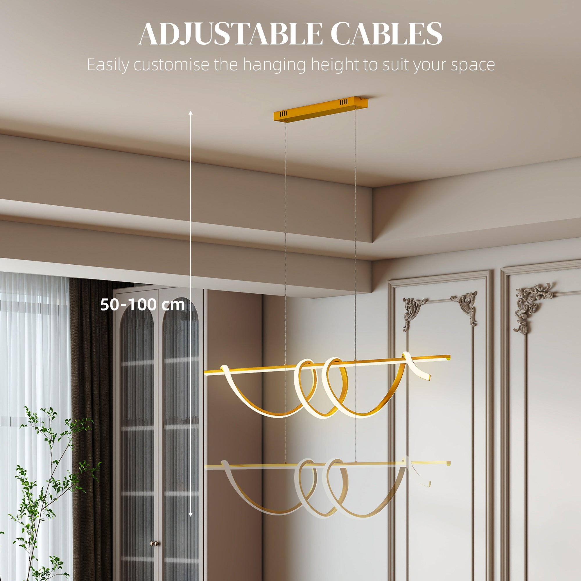 HOMCOM Pendant Light with 3 Colour Temperatures - Gold Tone 