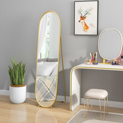 HOMCOM Two-Way Curved Full Length Mirror - Gold Tone 