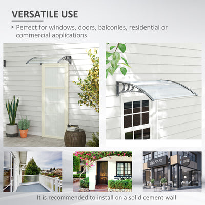 Outsunny Door Canopy Awning Outdoor Window Rain Shelter Cover for Front/Back Door Porch Clear 100 x 75cm 