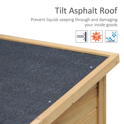 Outsunny Garden Shed Wooden Garden Storage Shed 2 Door Unit Solid Fir Wood Garage Tool Organisation Cabinet, 87L x 46.5W x 96.5Hcm, Natural 