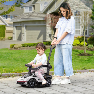 AIYAPLAY Licensed 2 in 1 Baby Ride on Push Car Toddler Push Along Car with Parent Handle Sliding Car with Horn Steering Wheel NO POWER for 1 - 3 Years, White 