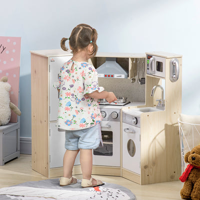 HOMCOM Kids Kitchen Playset, with Accessories, Storage Space 