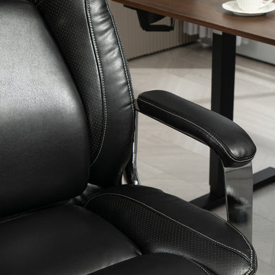 HOMCOM Ergonomic Office Chair, Heavy Duty Faux Leather Desk Chair with Tilt Function, Adjustable Height, 227kg 500LBS Swivel Computer Chair for Home Study, Black 