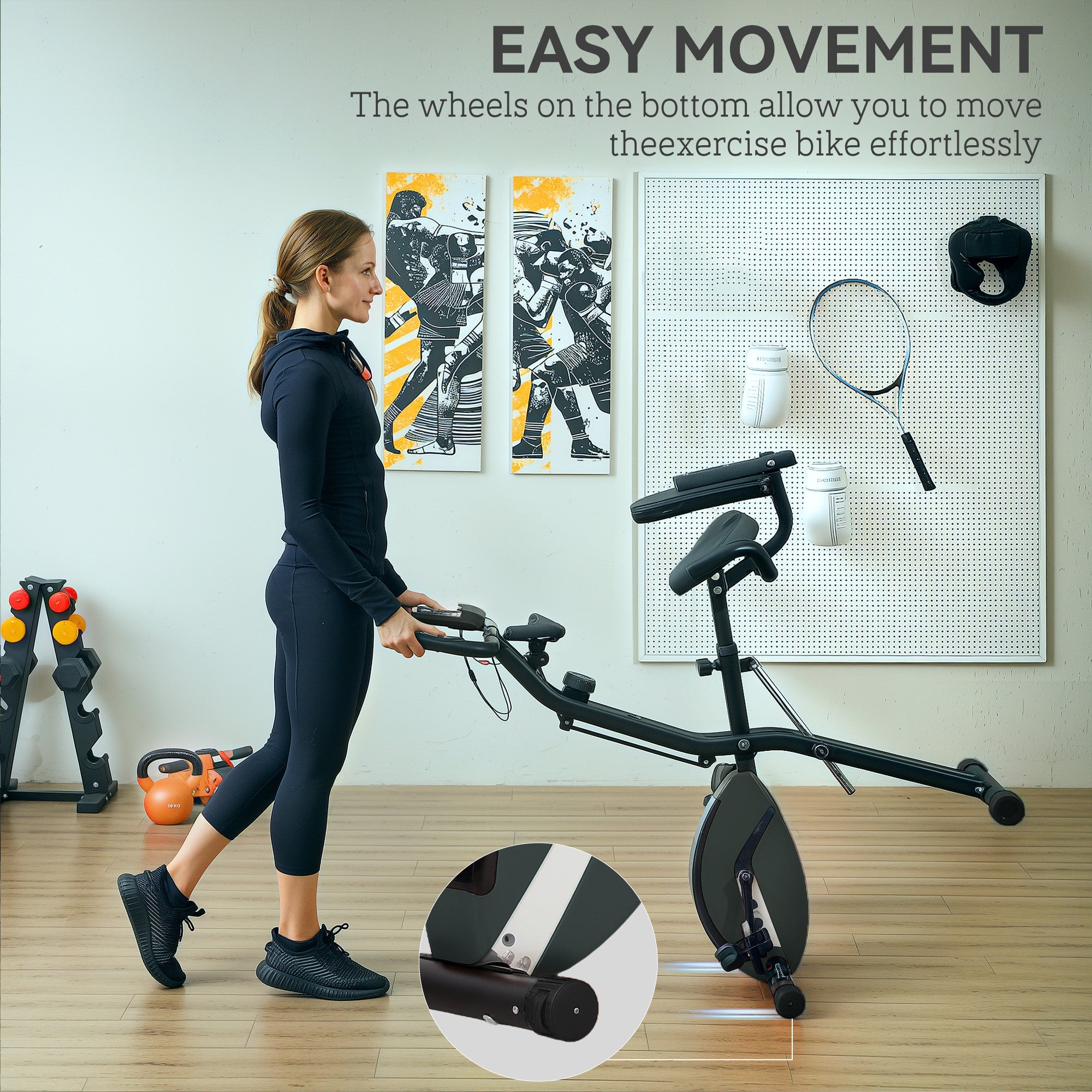 SPORTNOW 5-In-1 Folding Exercise Bike with Arm Workout Bands, Quiet 8-Level Magnetic Resistance Foldable Exercise Bike with LCD, Tablet Holder, Hand Pulse Sensor for Home Use Indoor Cycling, Black 
