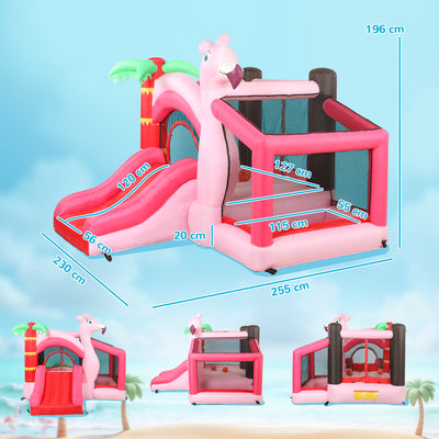 AIYAPLAY Inflatable Bounce House for Kids with Slide, Ball Pit, Basketball Hoop and Blower for Indoor Outdoor Garden, Pink 