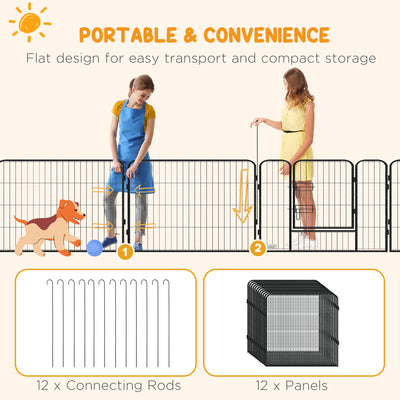 PawHut 12 Panels Heavy Duty Puppy Playpen, for Small Dogs, Indoor and Outdoor Use - Silver 
