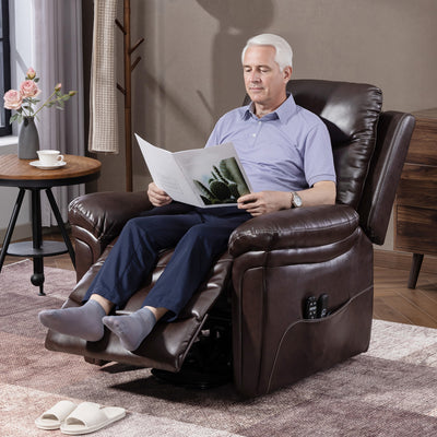 HOMCOM Power Lift Recliner Chair with Vibration Massage, Heat, USB - Brown 