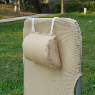 Outsunny Outdoor Foldable Sun Lounger, Adjustable Backrest Garden Recliner Sun Lounger Chair with Headrest Pillow, Beige 