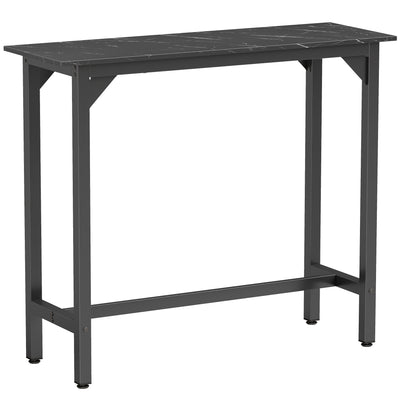 HOMCOM Rectangular Bar Table, Marble Effect Pub Coffee Table for Small Space, Breakfast Dining, Black Marble Effect 