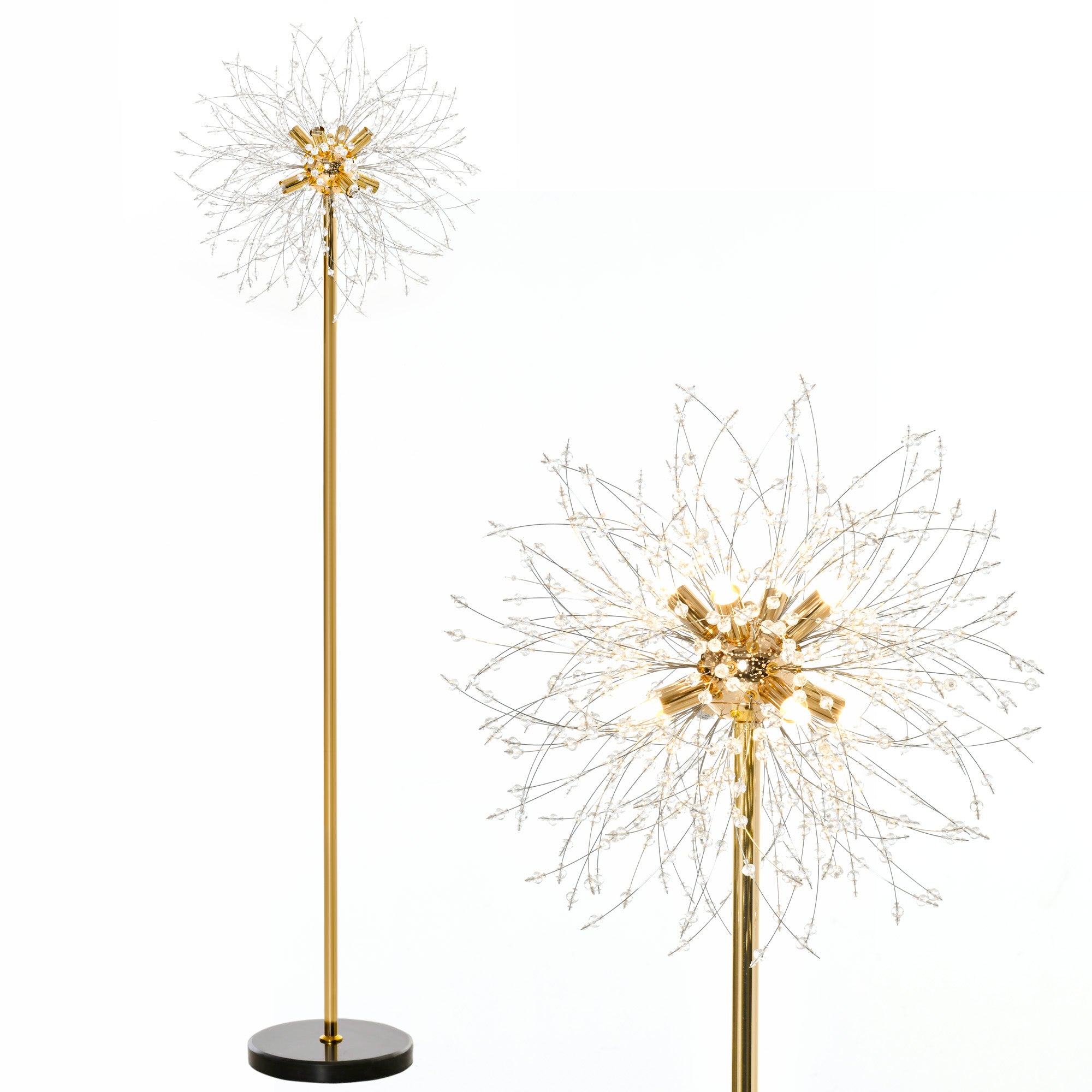 HOMCOM 160cm Dandelion-Crystallite Floor Lamp, with Foot Switch 