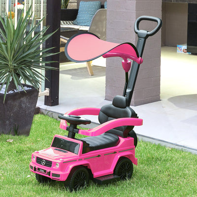 HOMCOM 3 in 1 Kids Children Ride on Push Car Toddler Sliding Car G350 Licensed Walker Foot to Floor Slider Push-Along with Horn Steering Wheel NO POWER Manual, Pink 