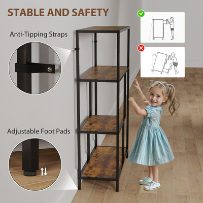 HOMCOM 4-Tier Bookshelf with Open Shelves - Rustic Brown 