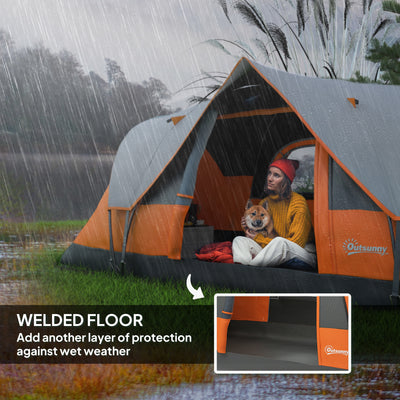 Outsunny 5-6 Man Dome Camping Tent - Orange 