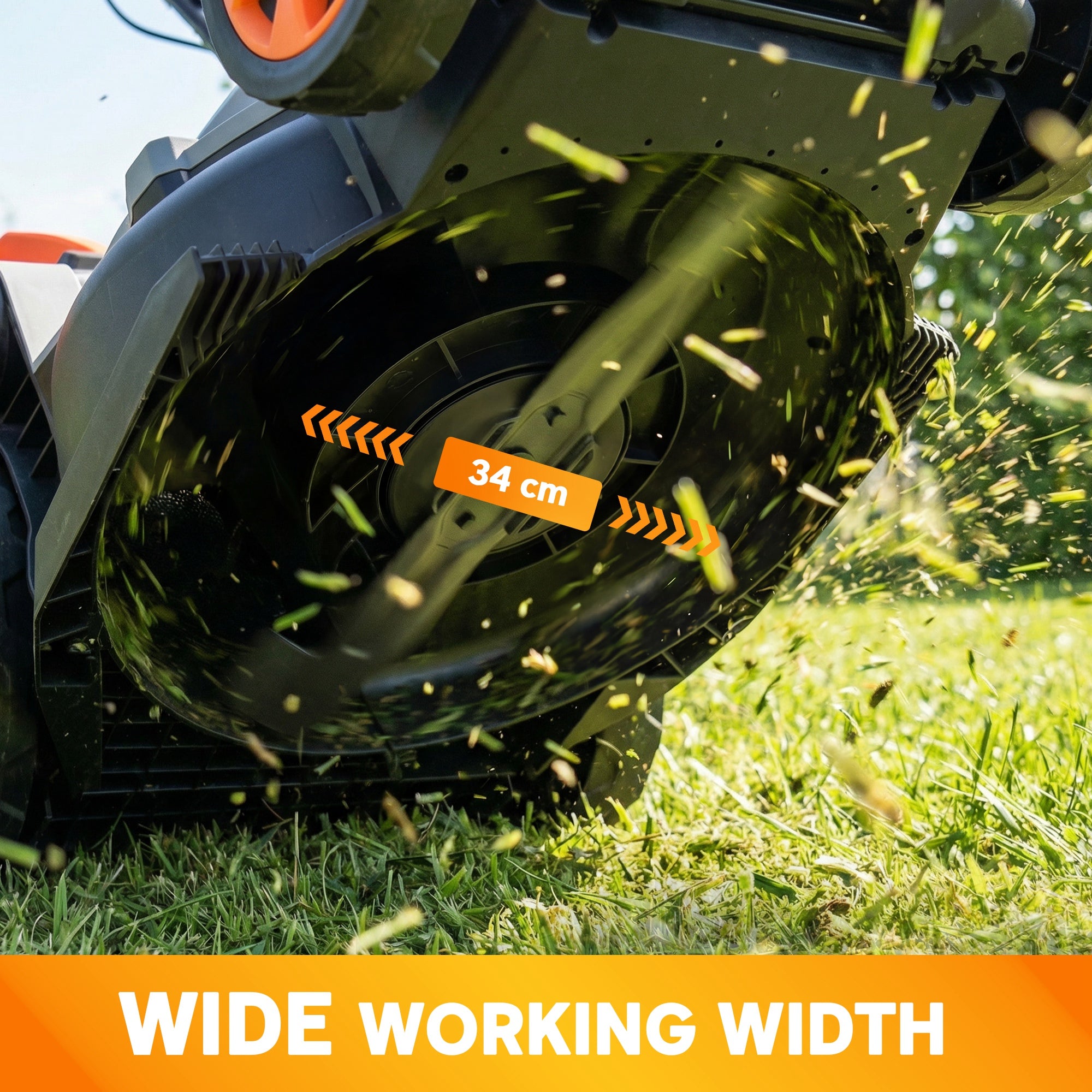 Outsunny 18V Cordless Lawnmower with 2 x 4Ah Batteries, Battery Lawn Mower with 34cm Cutting Width, Mulching Feature 