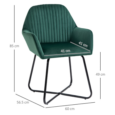 HOMCOM Modern Arm Chair Upholstered Accent Chair with Metal Base for Living Room Green 