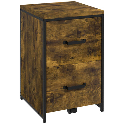 Vinsetto 2-Drawer file Cabinet, Industrial filing cabinets for Home, Hanging File Folders, Vertical Home Office Organizer for A4 Size, Rustic Brown 