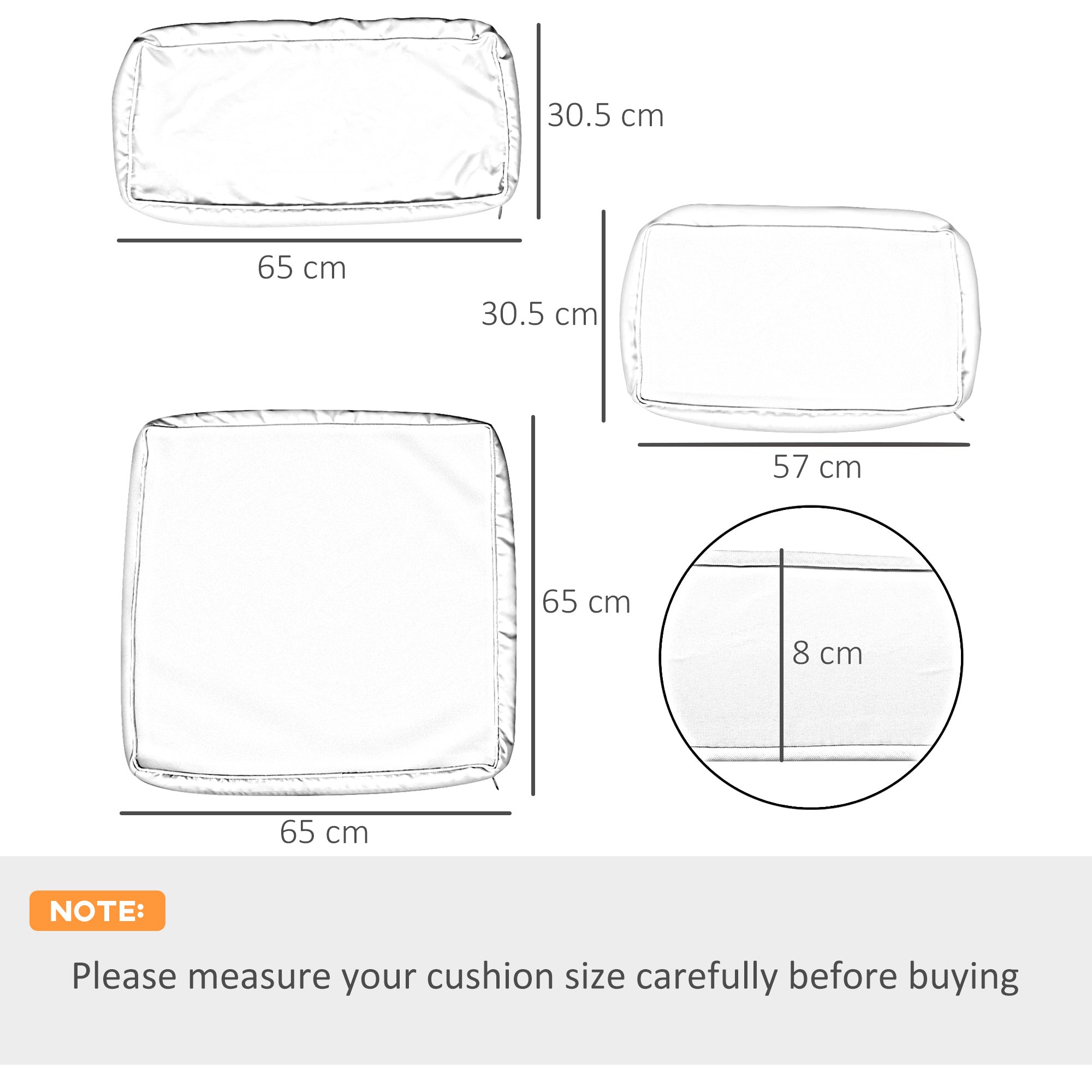 Outsunny Garden Rattan Sofa Cushion Polyester Cover Replacement Outdoor- No Cushion Included Beige 