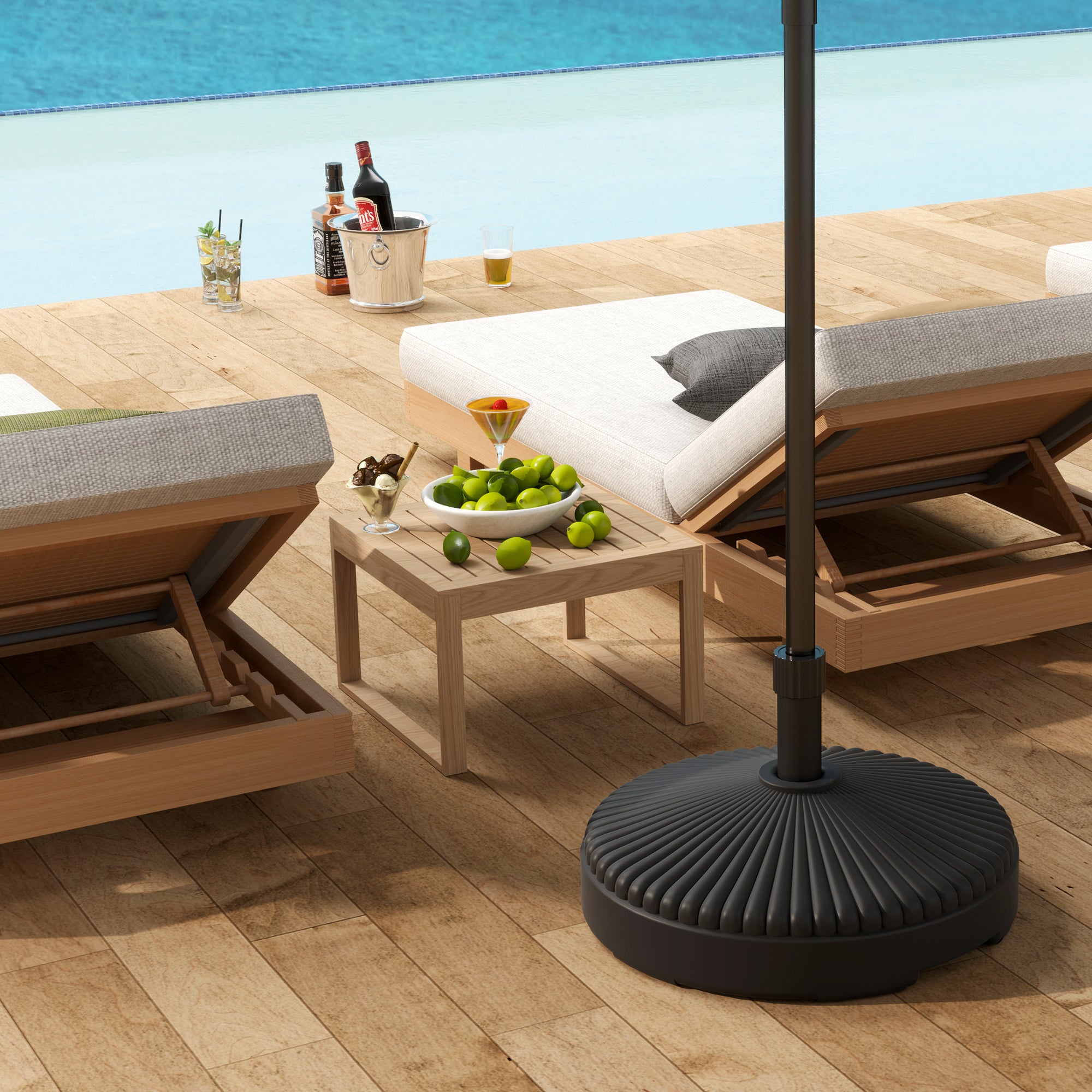 Outsunny Garden Parasol Base Holder, 28kg Sand Filled, 23kg Water Filled, Sun Umbrella Base, Φ55 x 30H cm Black 