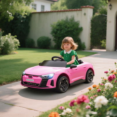 HOMCOM Audi Licensed 12V Kids Electric Ride-On, with Remote Control, Suspension System, Lights, Music, Motor - Pink 