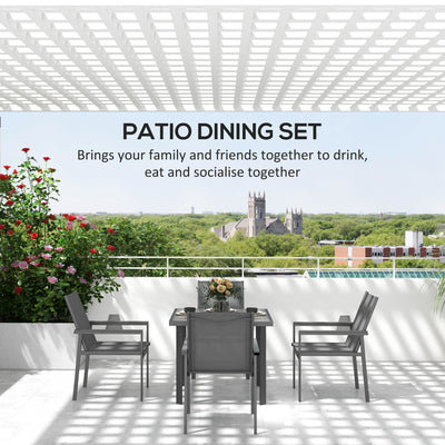 Outsunny Five-Piece Metal Dining Set, with Glass-Top Table - Grey 