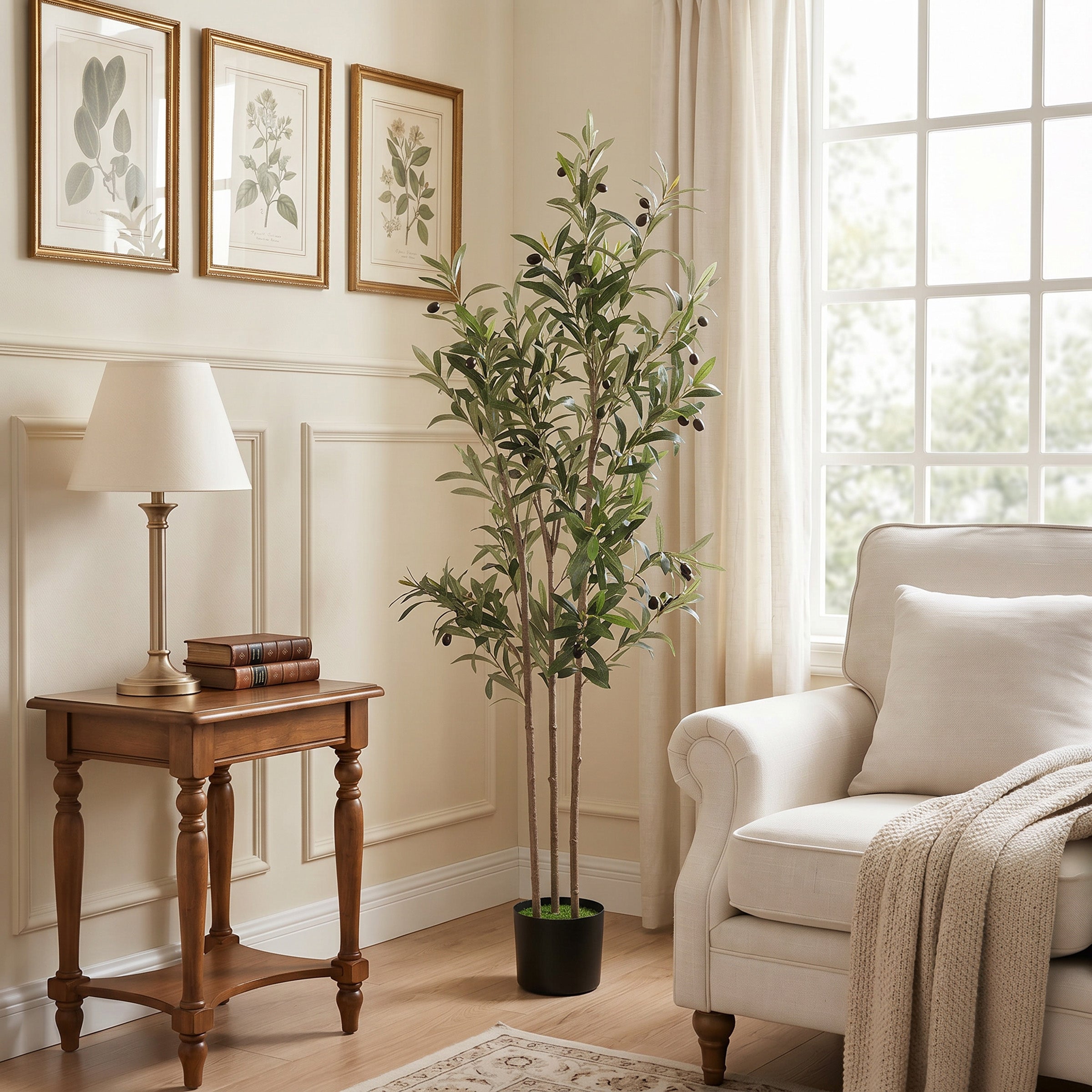 HOMCOM Decorative Artificial Plant, 148 cm Silk Olive Tree with 553 Leaves in Cement Pot, Fake Plant