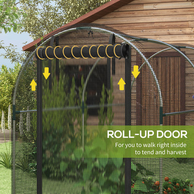 Outsunny Galvanised Steel Fruit Cage, Plant Protection Tent with Zipped Door, 1.2 x 2.4 x 1.9m, Black 