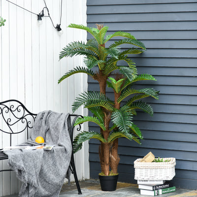 Outsunny Artificial Plant Tropical Palm in Pot, Fake Plants for Home Indoor Outdoor Decor, 150cm, Green 