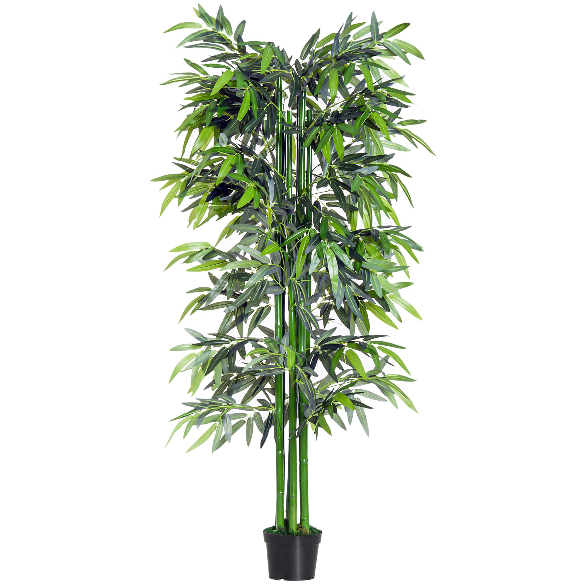 Outsunny 6ft Artificial Bamboo Tree Plant Greenery in A Pot for Home Office Planter 1.8M 