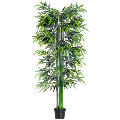 Outsunny 6ft Artificial Bamboo Tree Plant Greenery in A Pot for Home Office Planter 1.8M 