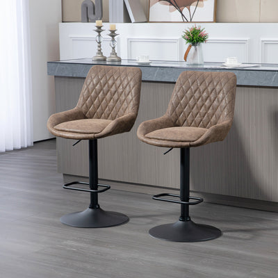 HOMCOM Set of Two Faux Leather Retro Bar Stools - Brown 