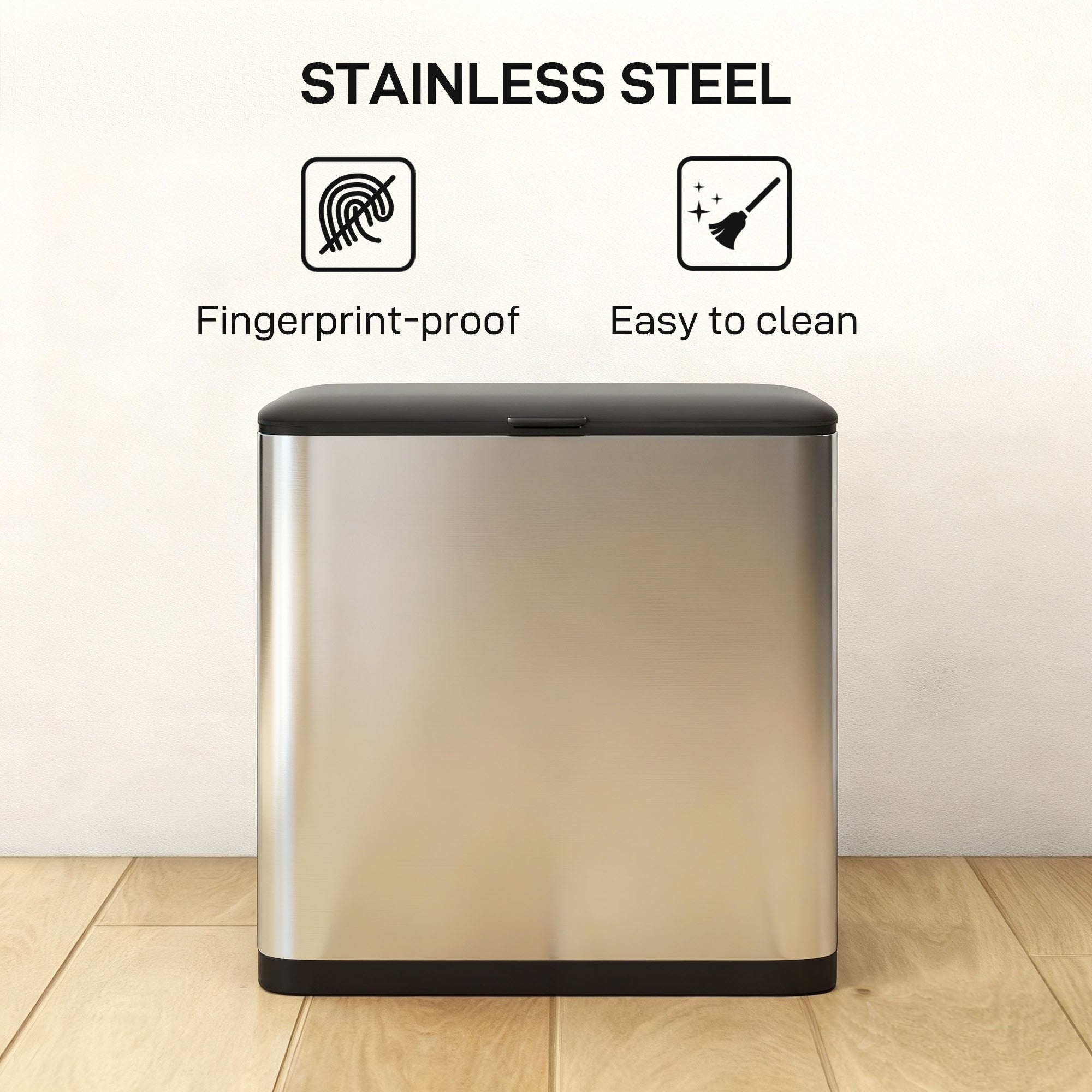 HOMCOM 8L Hanging Kitchen Bin, Rubbish bin with Lid and Removable Inner Bucket for Under Cabinet Door, Under Sink, Office 