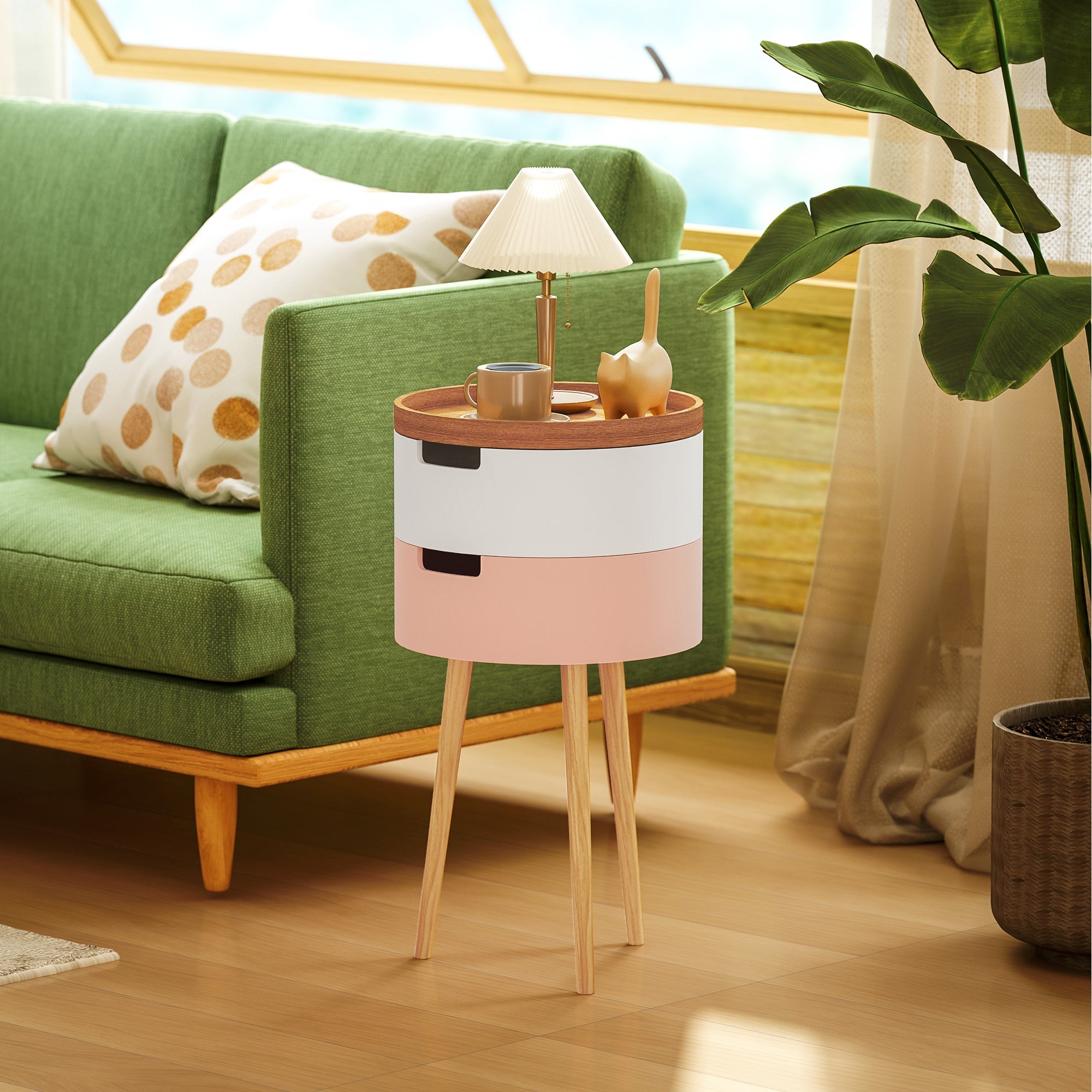HOMCOM Three-Tier Tray Top Side Table - Multicoloured 