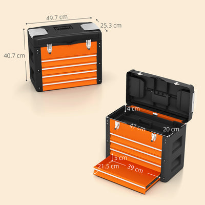 HOMCOM 4 Drawers Large Toolbox - Orange 