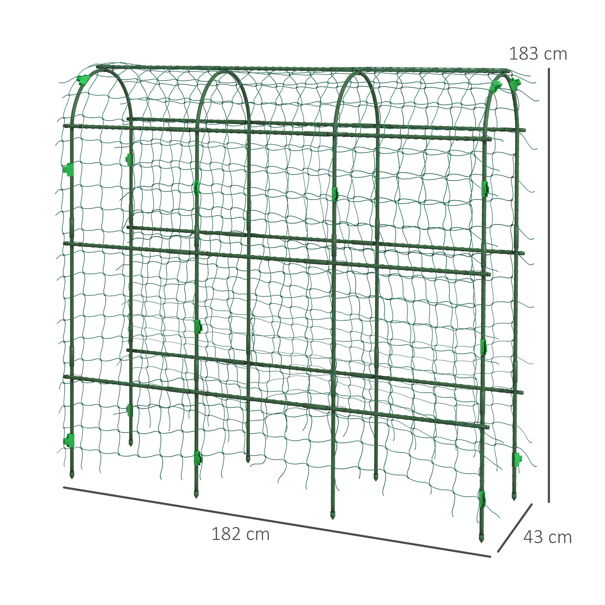 Outsunny 183 cm Tall Metal Garden Trellis, Arch Trellis for Climbing Plants Outdoor with Climbing Net 
