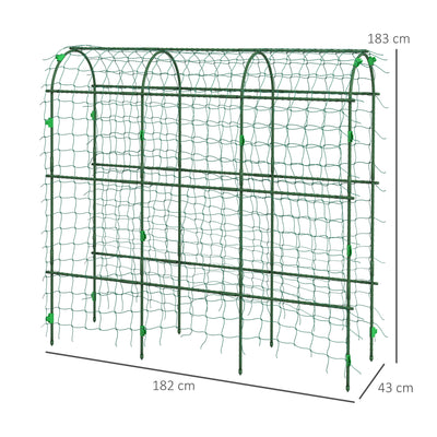 Outsunny 183 cm Tall Metal Garden Trellis, Arch Trellis for Climbing Plants Outdoor with Climbing Net 