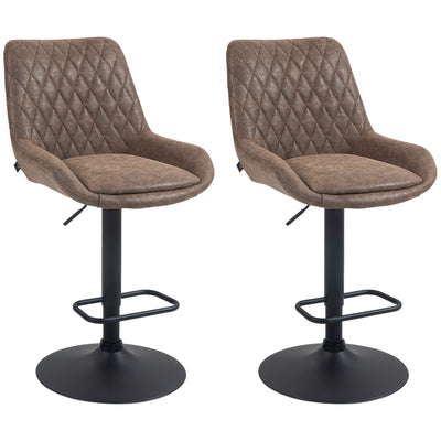 HOMCOM Set of Two Faux Leather Retro Bar Stools - Brown 